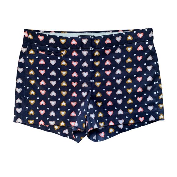 J. Crew Navy Blue Multicolor Heart Polka Dot Shorts Size 0 - Picture 1 of 6
